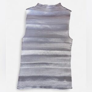 VTG NICOLA Accordion Pleated Stretch Sateen Sleeveless Tank Top Size L